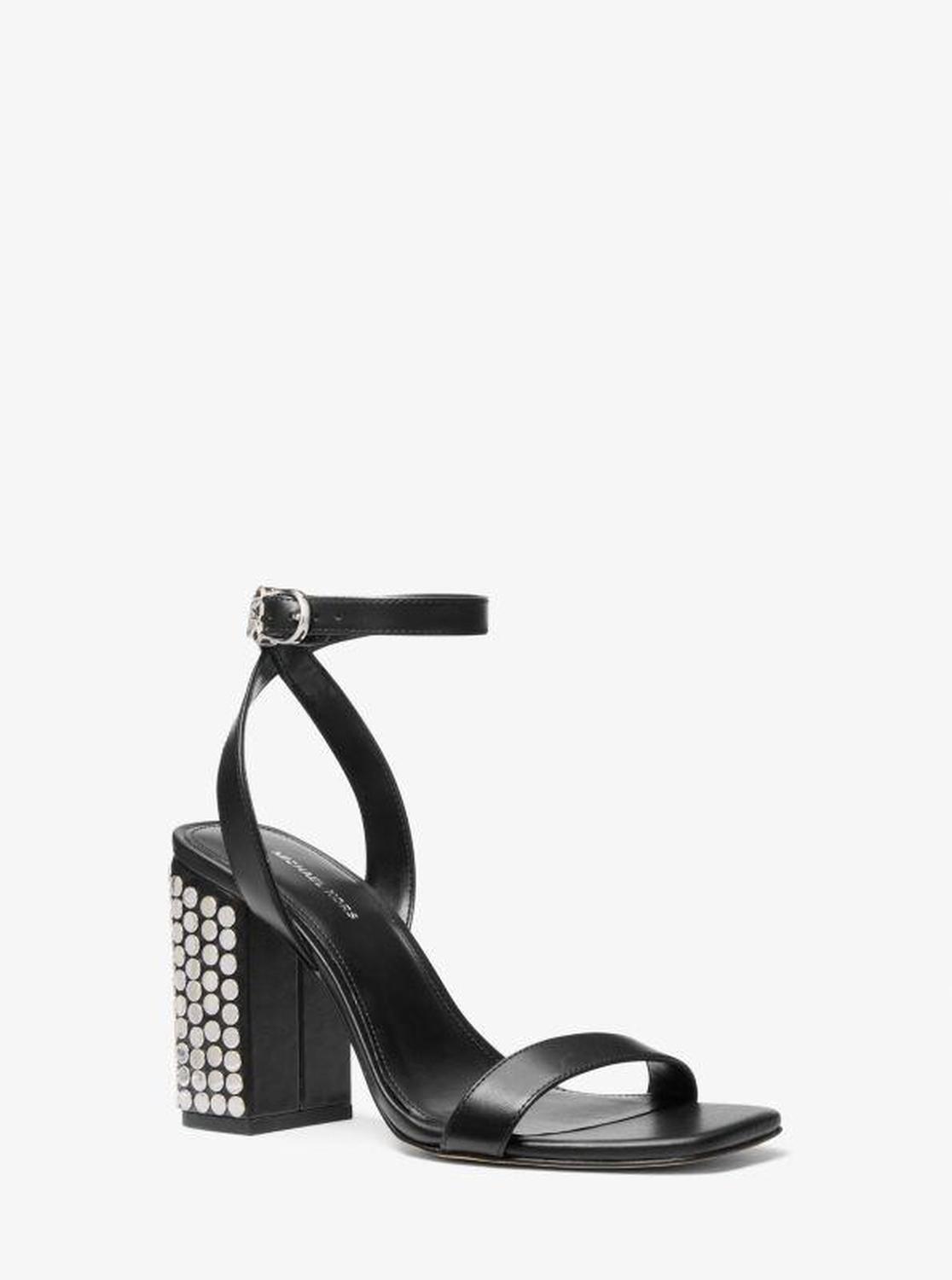 Merriam Studded Leather Block Heel Sandal