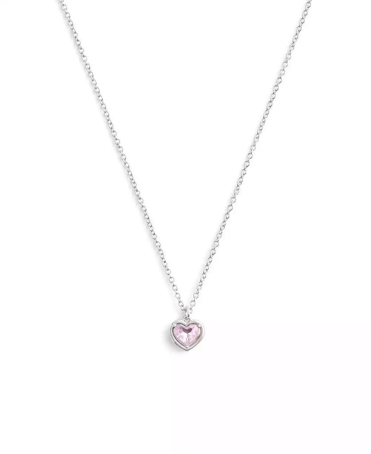 Faux Stone Halo Heart Pendant Necklace