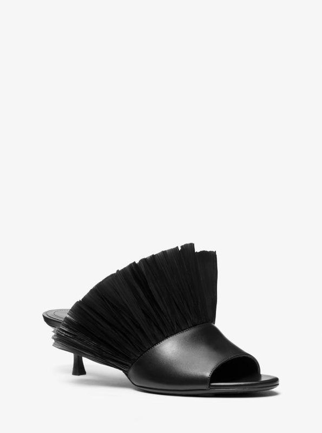 Catarina Leather and Fringe Mule