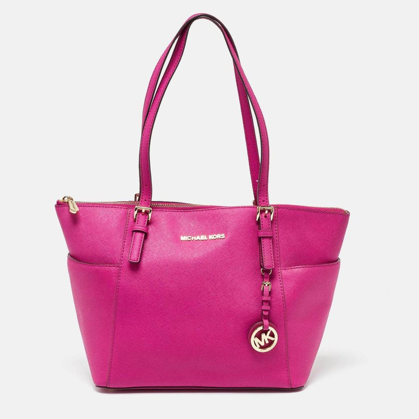 Michael Kors Fuchsia Leather Jet Set Top Zip Tote