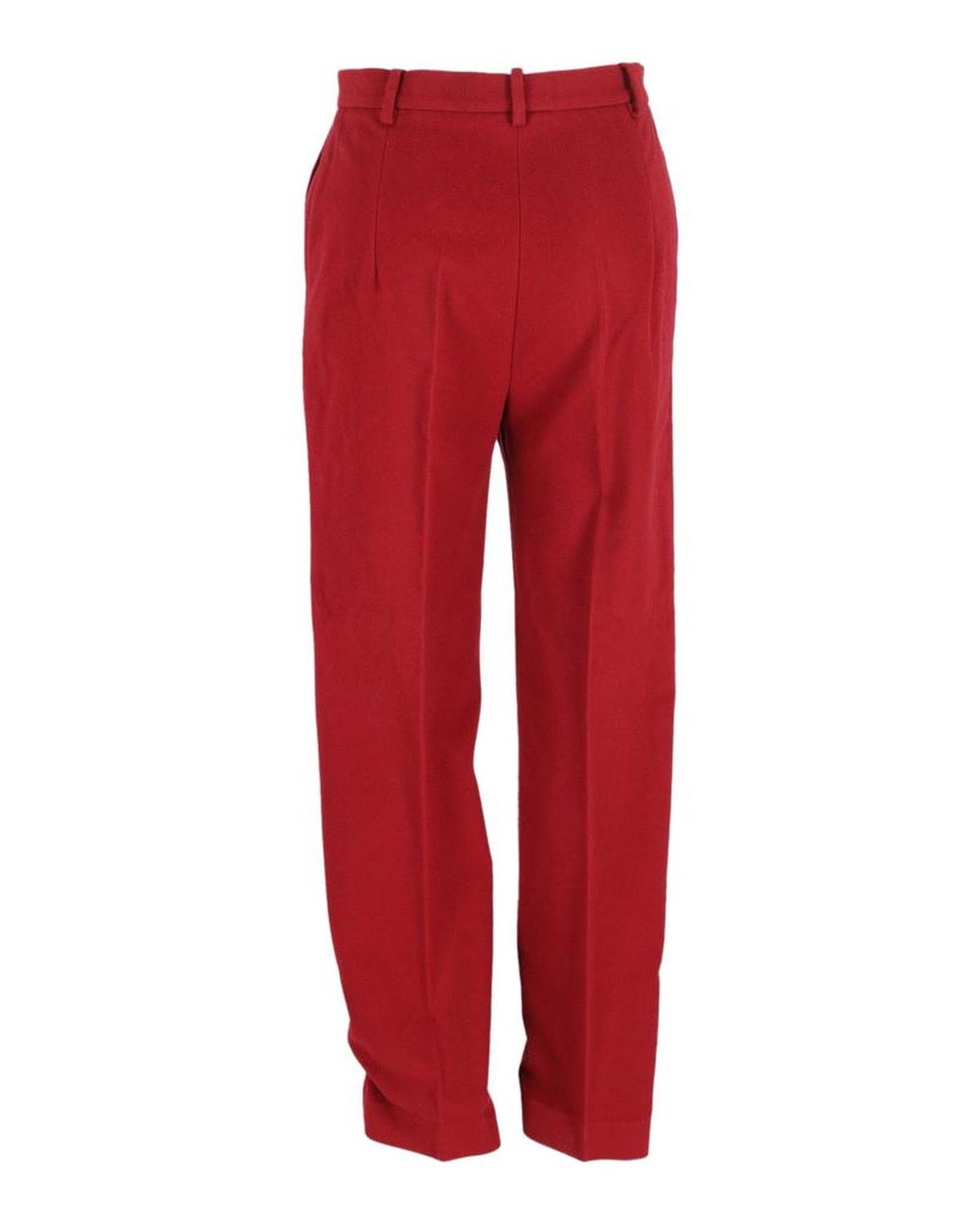 Max Mara Straight Leg Trousers in Red Cotton