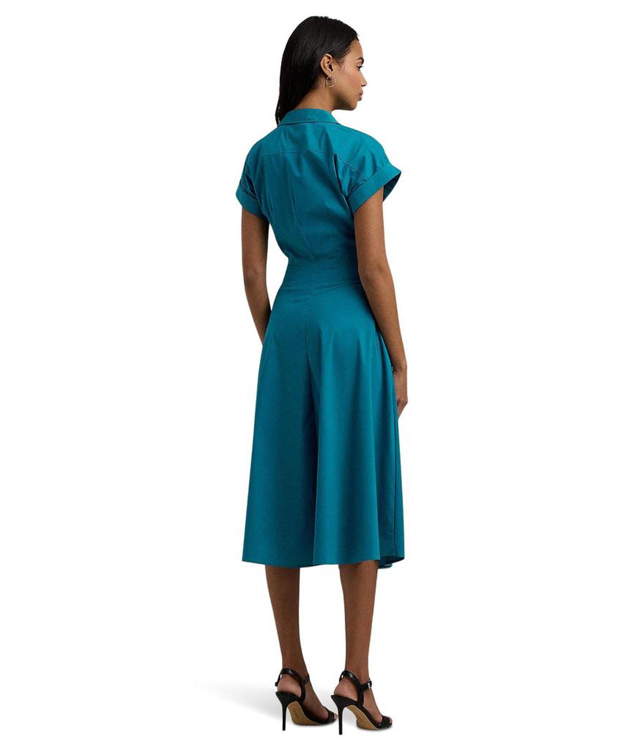 Stretch-Cotton Blend Surplice Dress