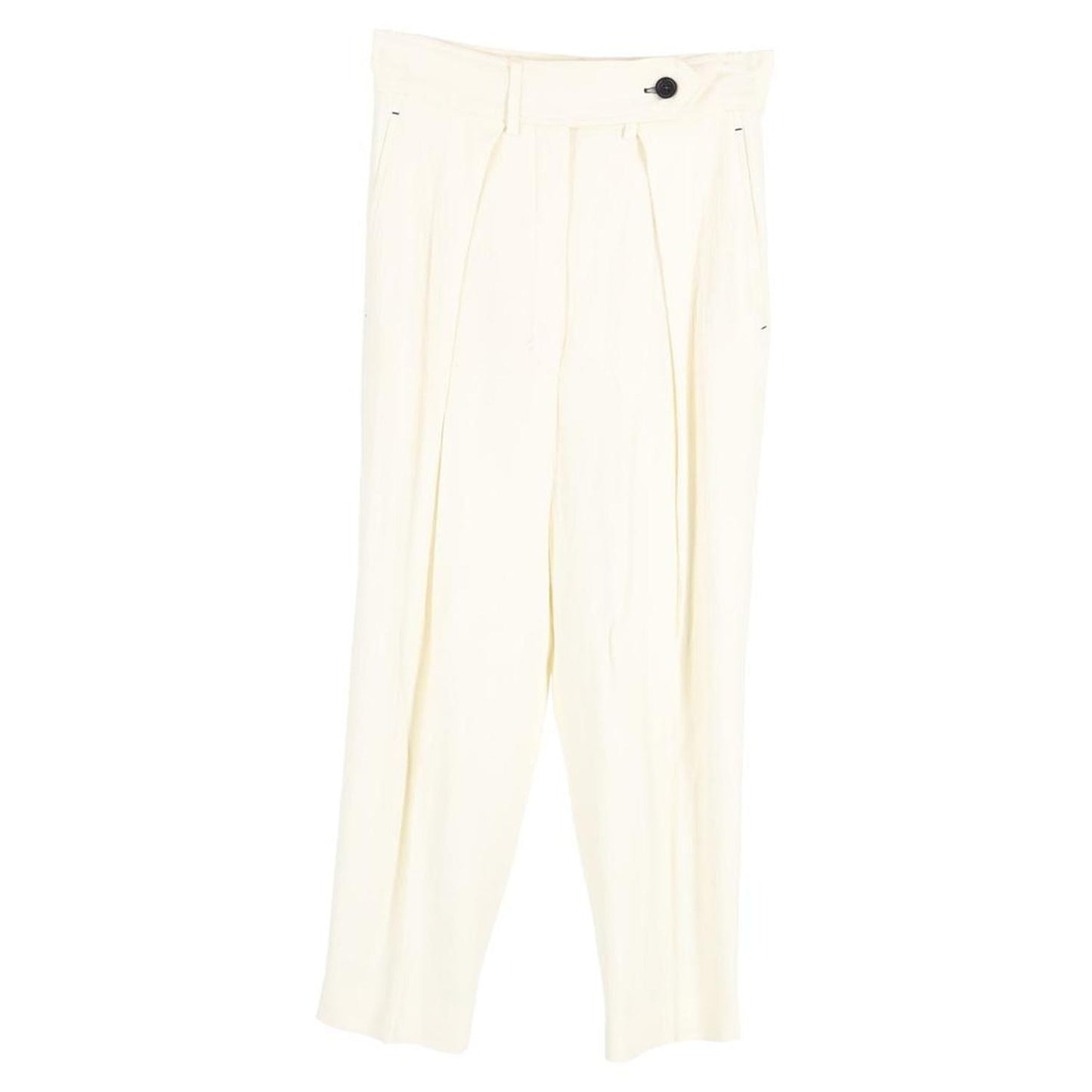 Sportmax Pleated Straight-Leg Trousers in Cream Acetate