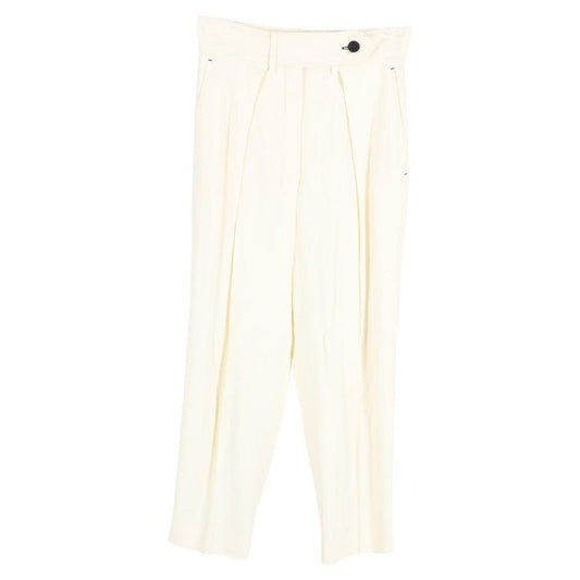 Sportmax Pleated Straight-Leg Trousers in Cream Acetate