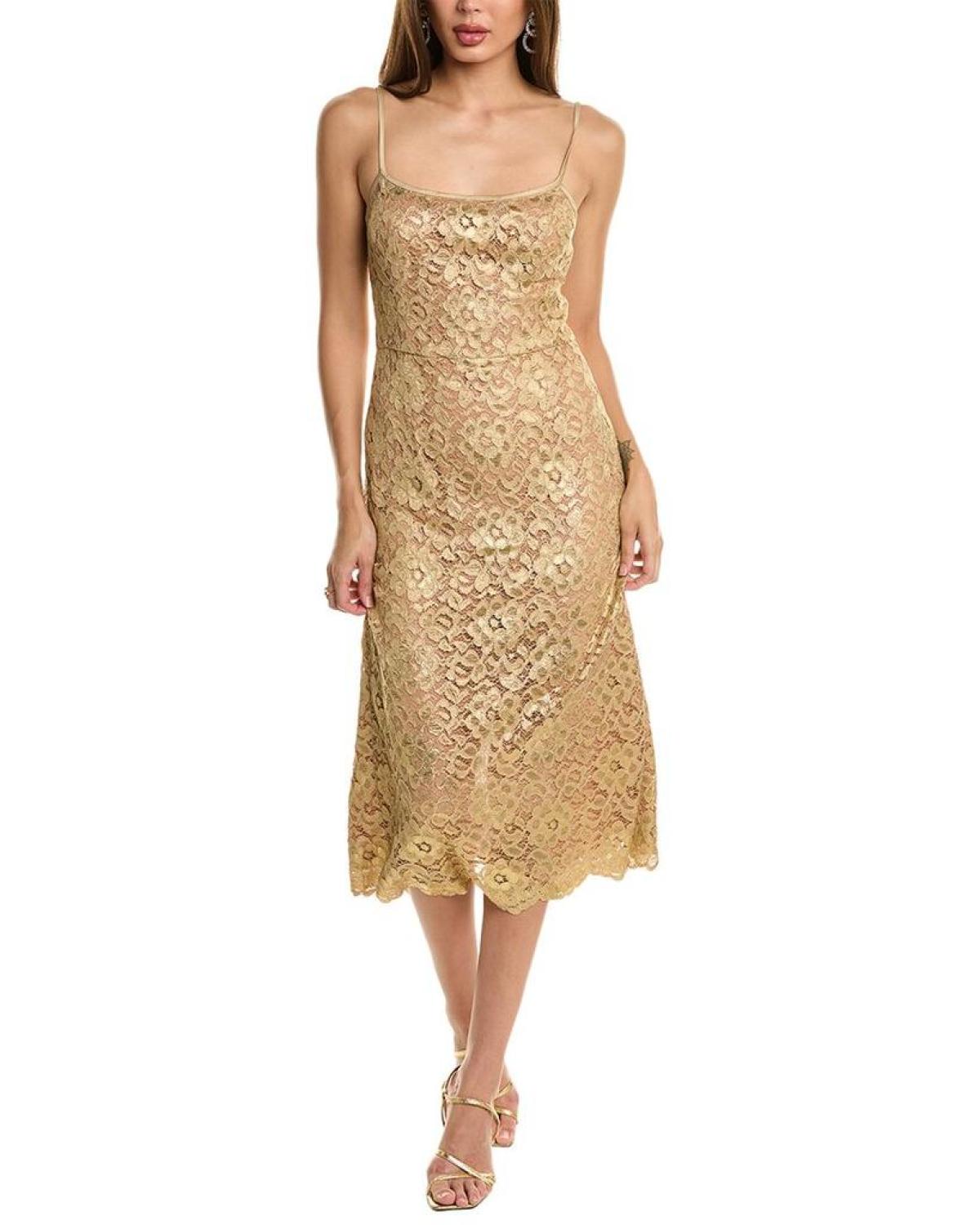 Michael Kors Collection Laminate Lace Silk-Lined Slip Dress