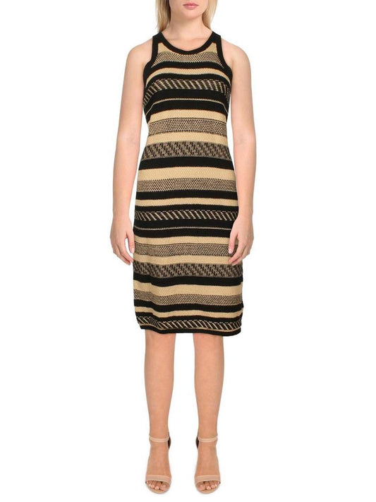 Womens Striped Knee Length Midi Dress