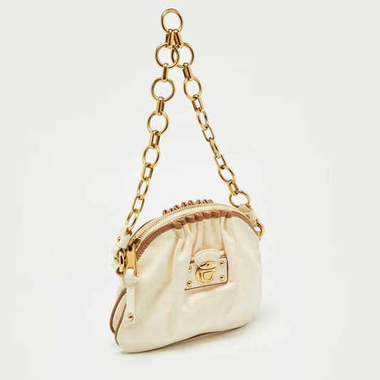 Marc By Marc Jacobs Off White/brown Leather Chain Bag