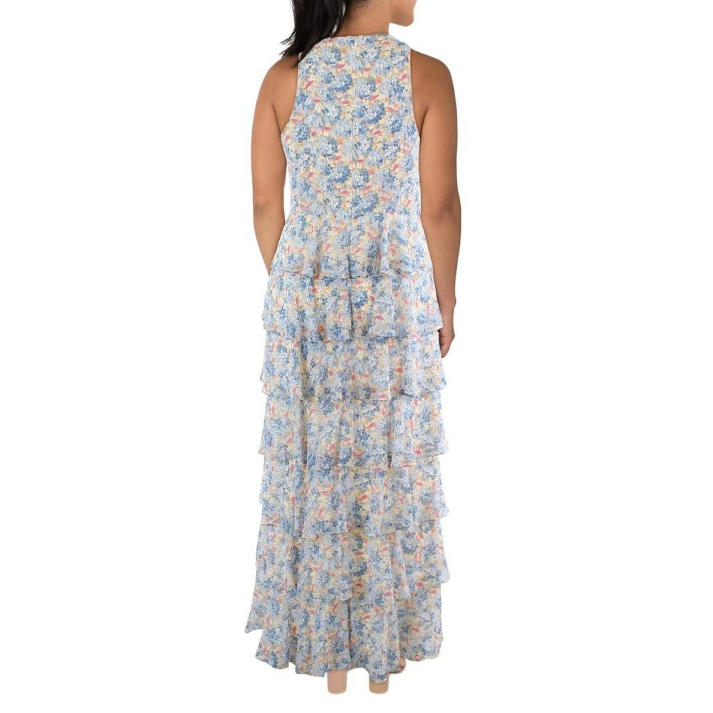 Womens Tiered Criss-Cross Front Maxi Dress