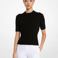 Ribbed Stretch Cashmere Short-Sleeve Sweater