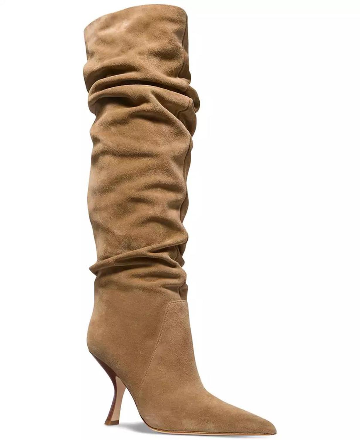 Women's Luna Suede Slouchy Stacked Knee High Heel Boots