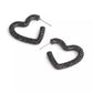 Faux Stone Pave Heart Hoop Earrings