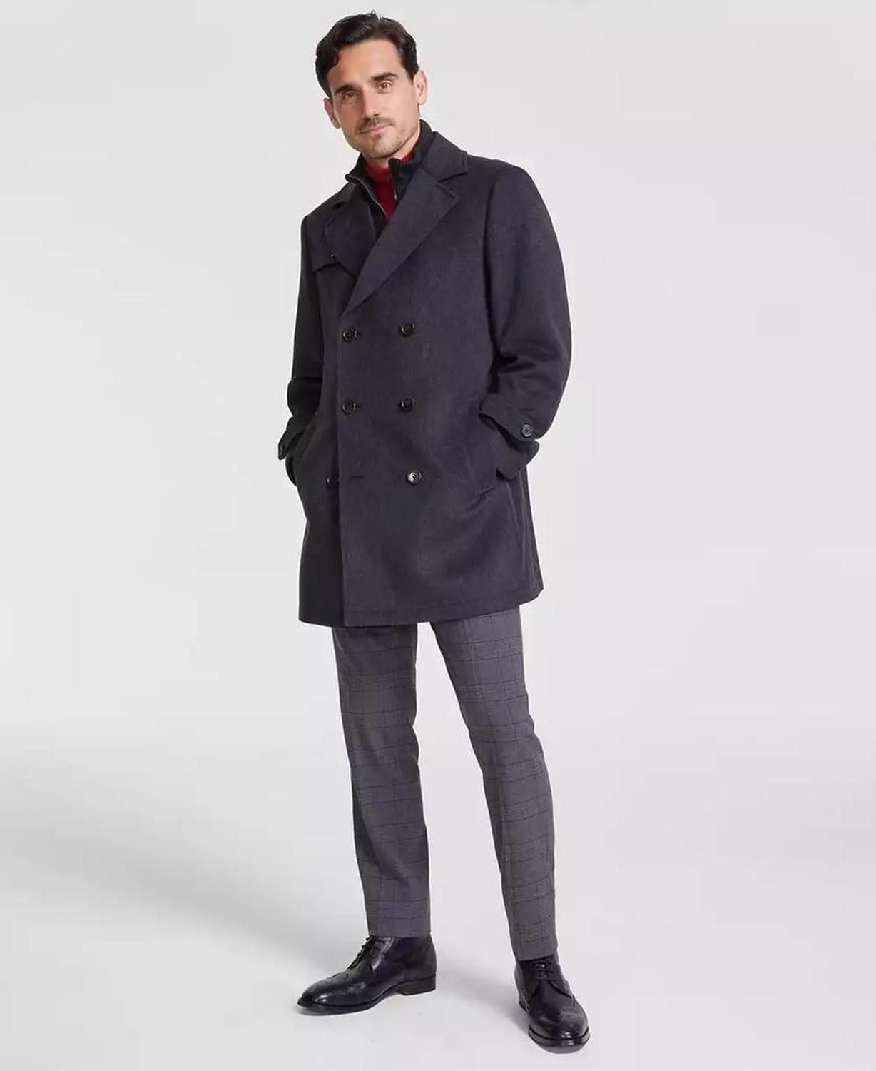 Men's Classic-Fit Wool Blend Solid Overcoat