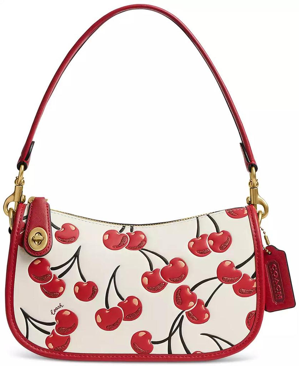 Swinger Cherry Print Leather Shoulder Bag