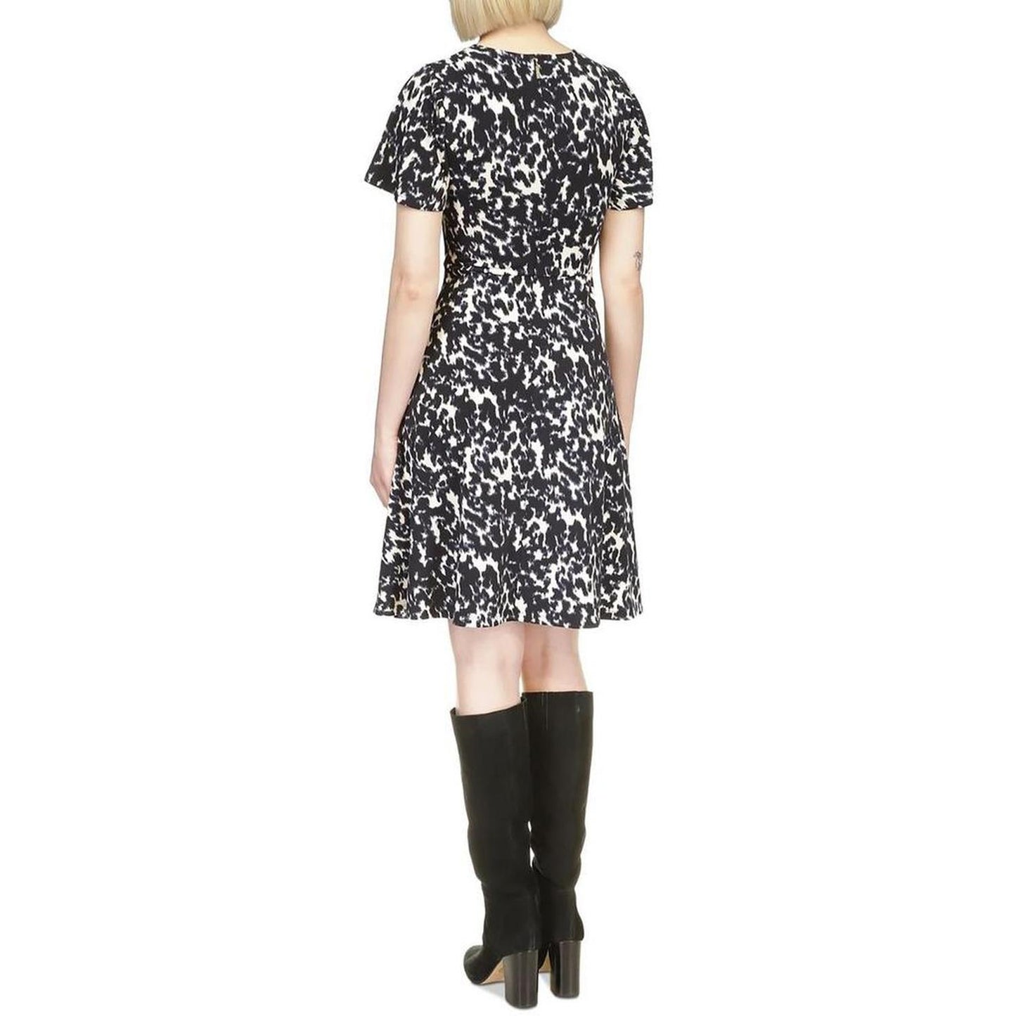 Womens Printed Polyester Fit & Flare Dress