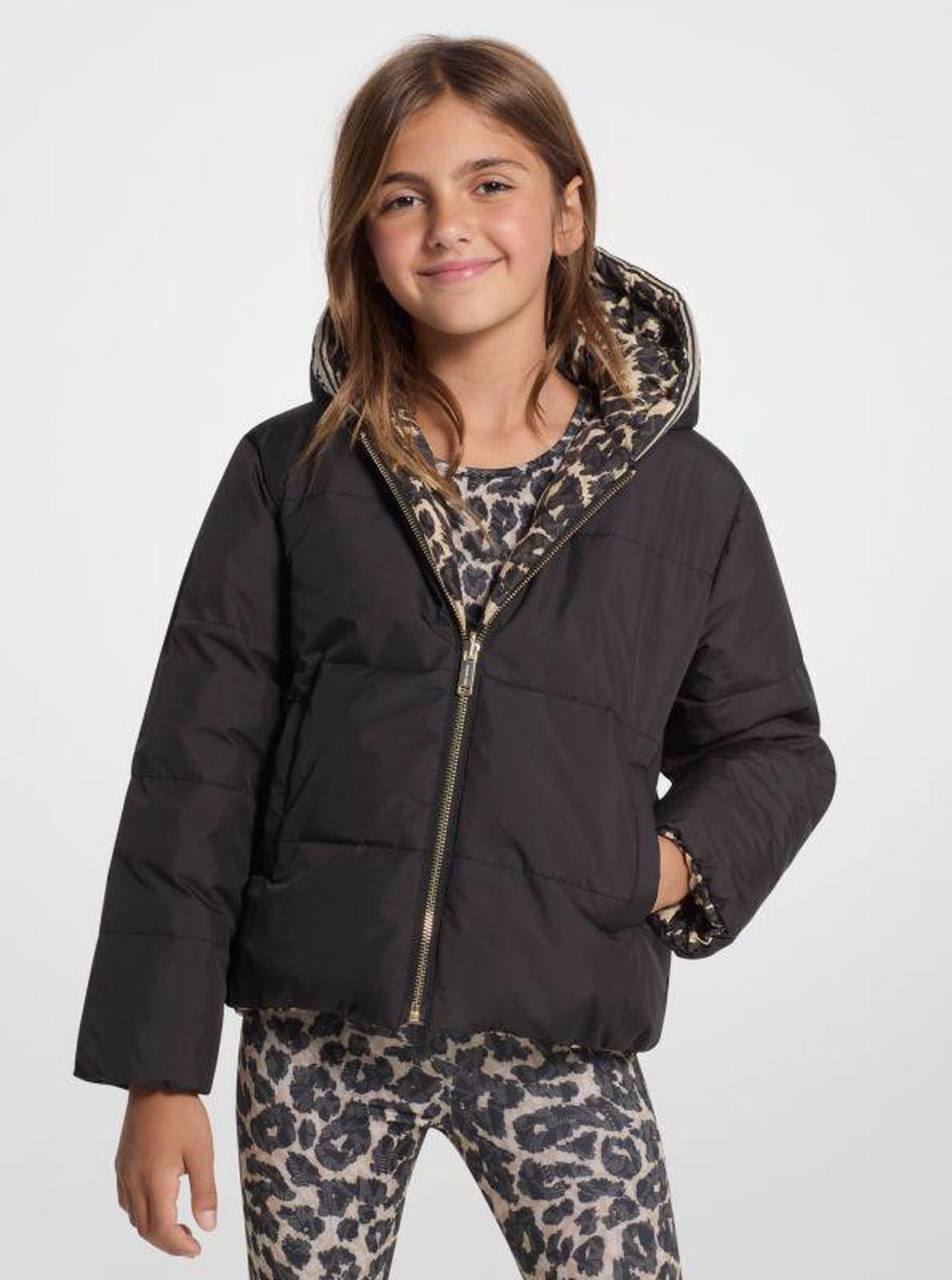 Reversible Leopard Logo Puffer Jacket