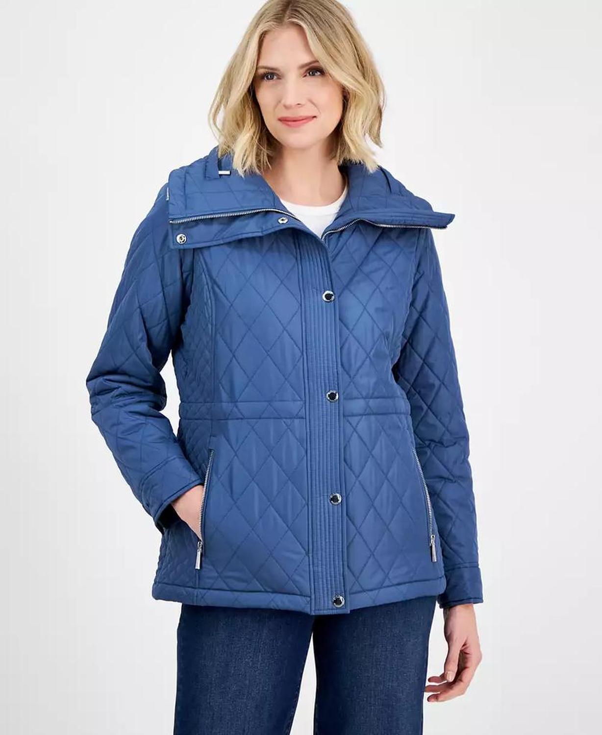 Women's Quilted Hooded Zip-Front Coat, Exclusively at Macy's