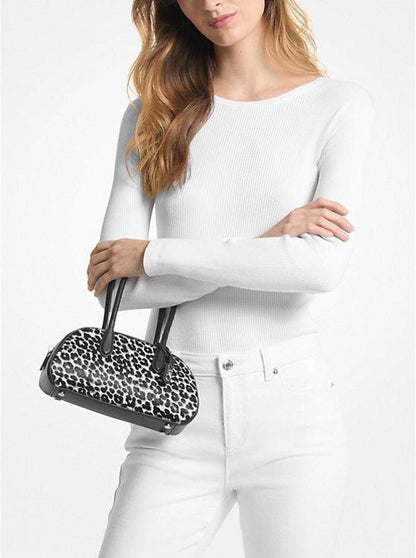 Lulu Small Leopard Print Calf Hair Satchel