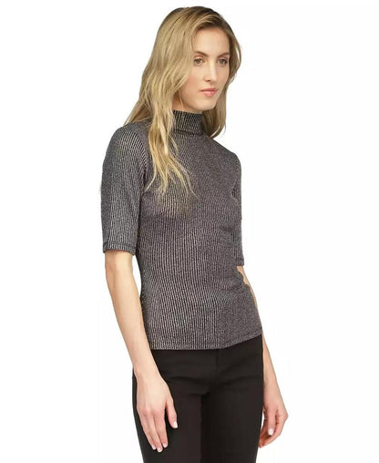 Women's Metallic Funnel-Neck Top