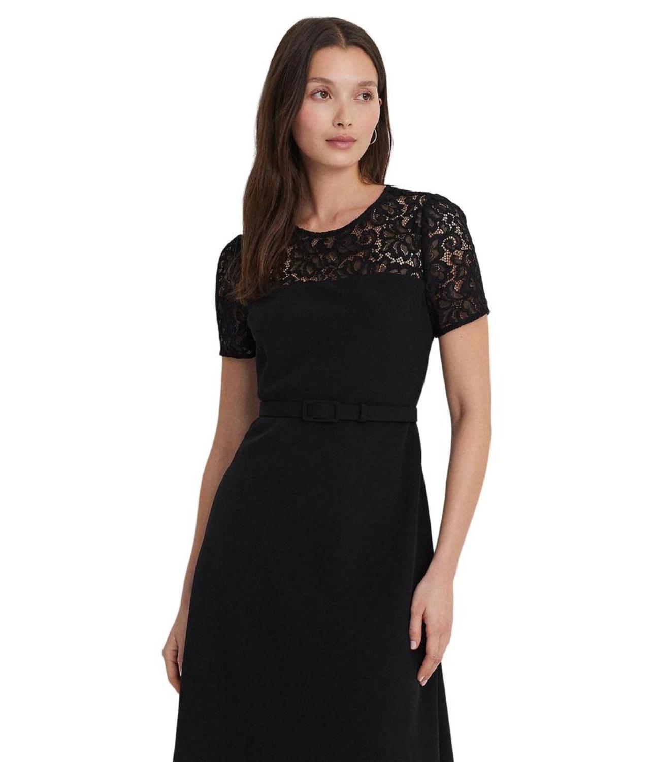 Lace-Trim Georgette Cocktail Dress