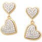 Two-Tone Cubic Zirconia Pavé Double Heart Drop Earrings