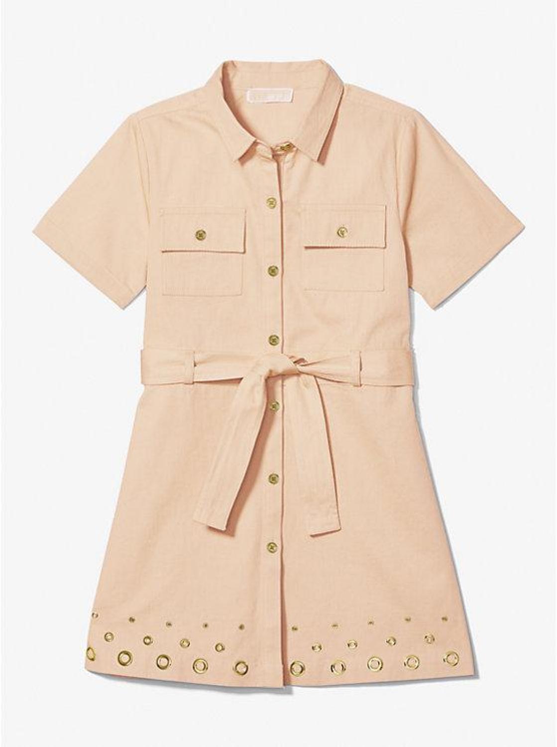 Cotton Twill Belted Shirtdress