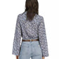 Women's Floral-Print Button-Front Flare-Sleeve Top