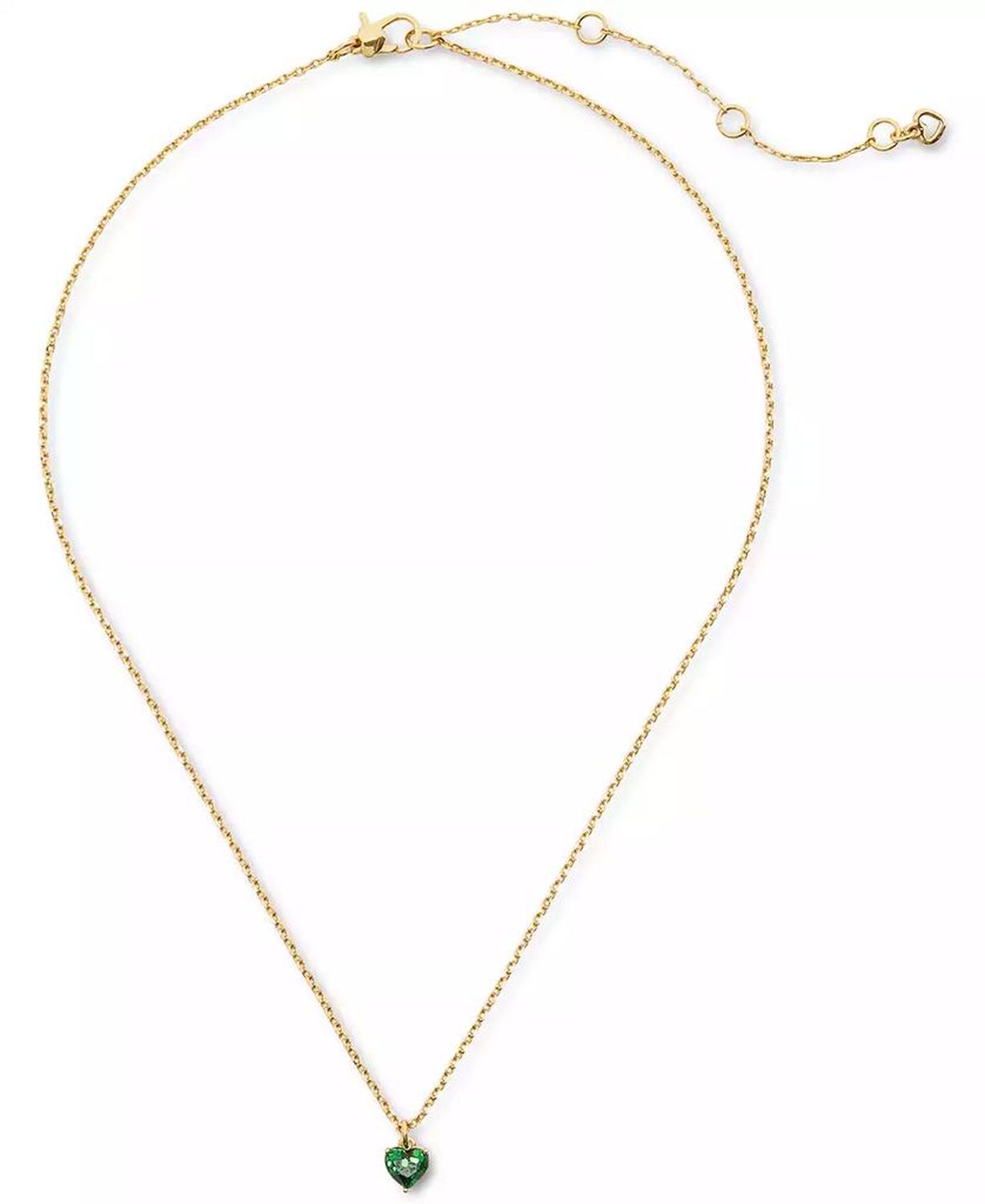 Gold-Tone Stone Heart Pendant Necklace, 16" + 3" extender