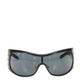 Womens Gold Tone Studded Gray Lens Large Shield Sunglasses Black