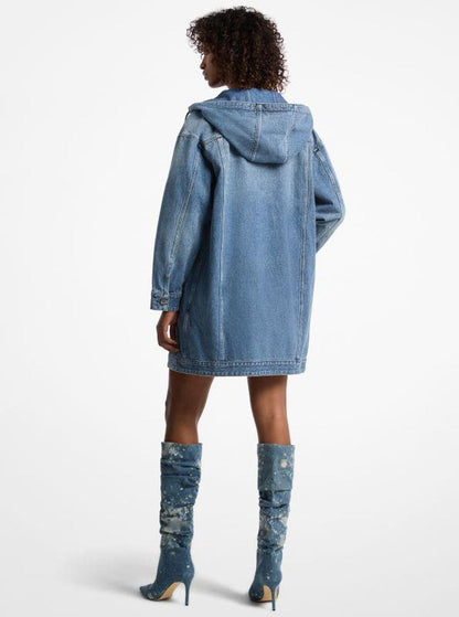 Oversized Hooded Denim Coat