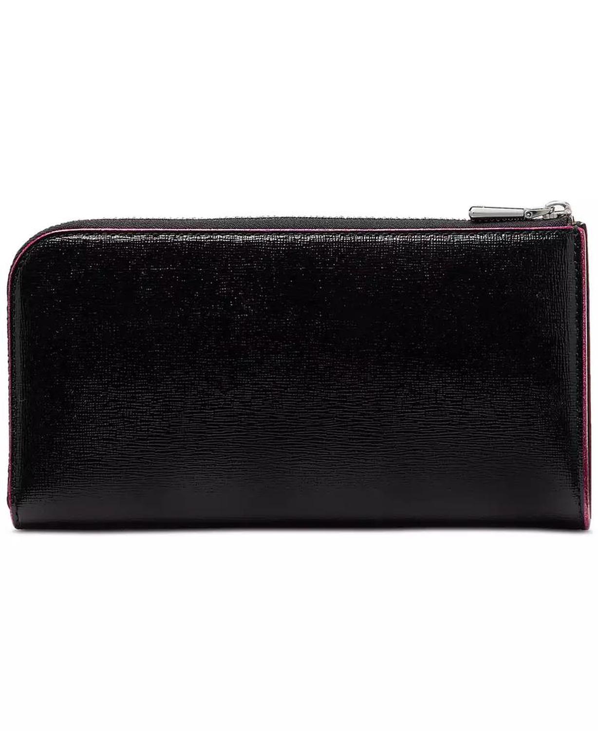 Devin Glitter Edge Saffiano Zip Around Continental Wallet