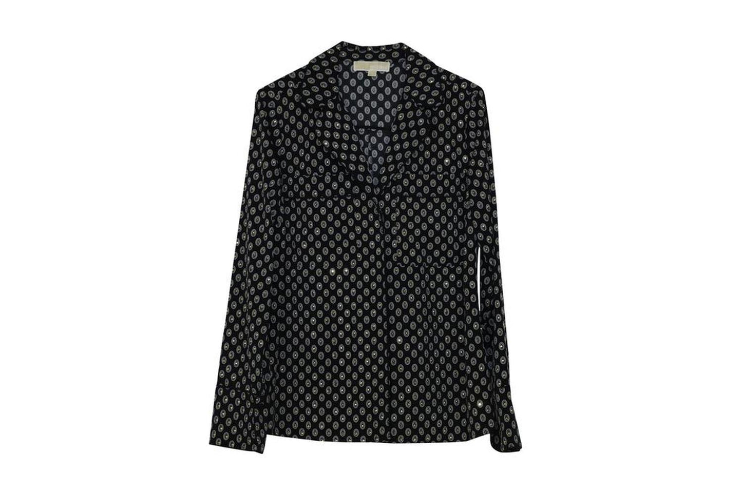 Michael Kors Studded Medallion Crushed Crepe Pajama Shirt in Black Polyester