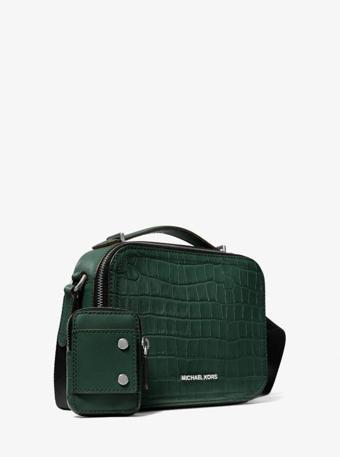 Hudson Crocodile Embossed Leather Crossbody Bag