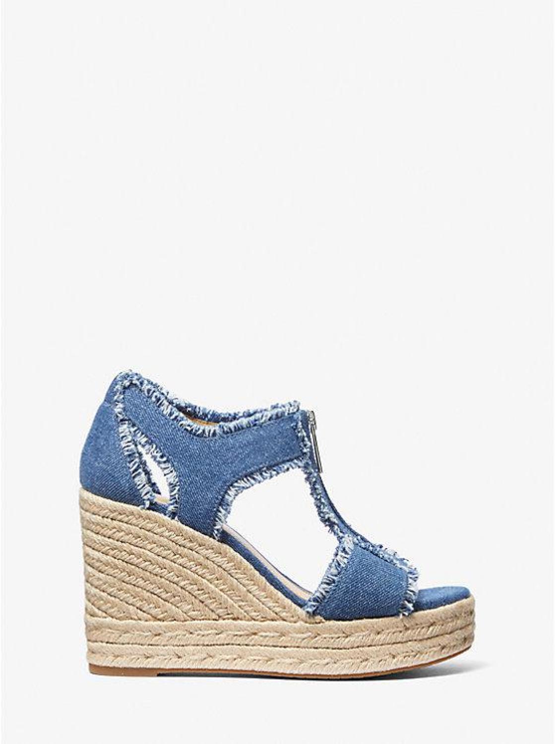 Berkley Frayed Denim Wedge Sandal