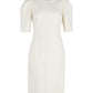 Michael Kors Wo Puff-Sleeve Midi Dress in White Virgin Wool