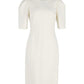 Michael Kors Wo Puff-Sleeve Midi Dress in White Virgin Wool