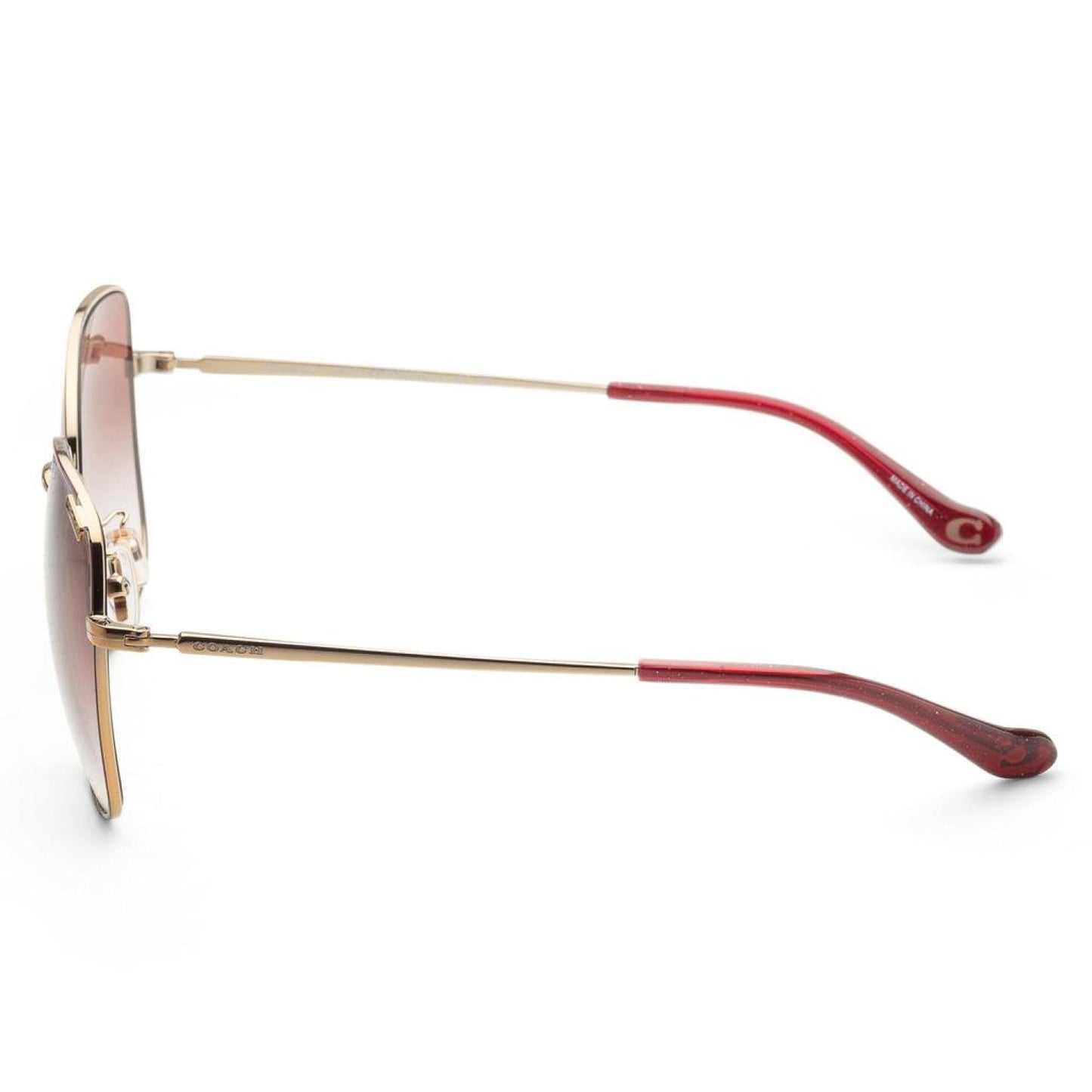 Coach Women's 57mm Shiny Rose Gold/Burgundy Sunglasses