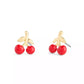 Red Enamel Vintage Charms Cherry Stud Earrings