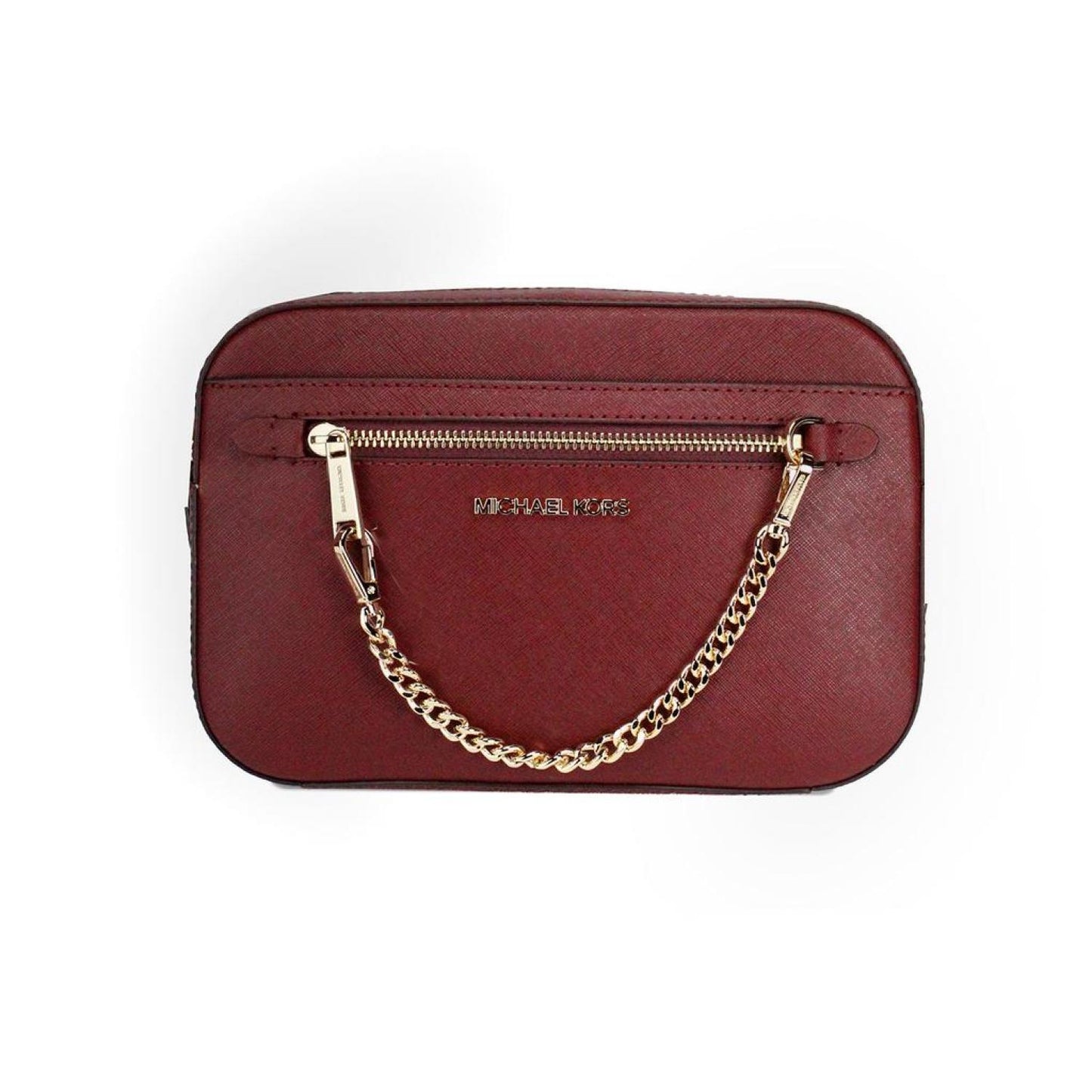 Michael Kors Jet Set East West Large  Cherry Leather Zip Chain Crossbody Women's Bag