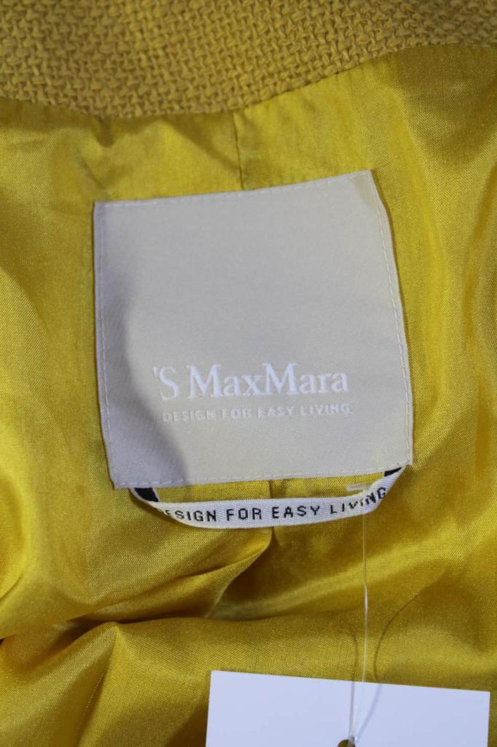 'S Max Mara Womens Cotton Woven Long Sleeve Mid Length Pea Coat Yellow