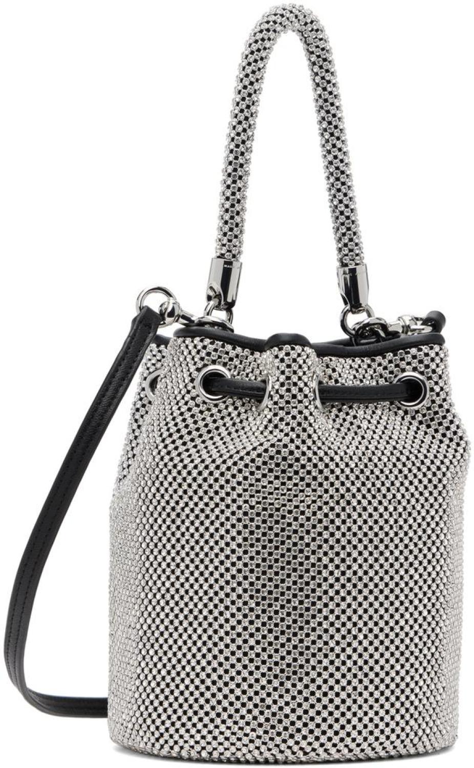 Silver & Black 'The Rhinestone Mini Bucket' Bag