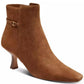 Women"s Rebecca Buckle Kitten-Heel Leather Booties