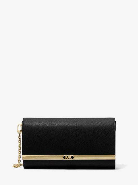 Mona Large Saffiano Leather Clutch