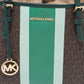 Michael Kors /green Signature Coated Canvas And Leather Tote