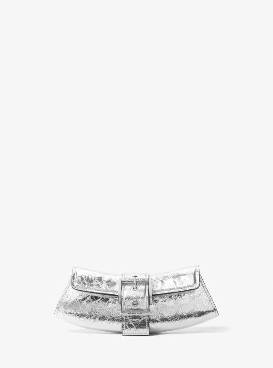 Colby Small Crackled Metallic Leather Convertible Clutch