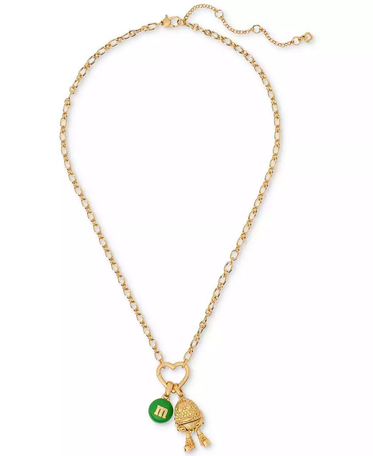 M&M X Gold-Tone M&M Statement Pendant Necklace, 18" + 3" extender