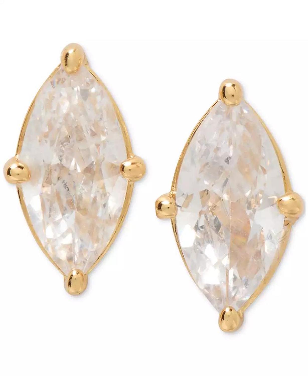 Gold-Tone Cubic Zirconia Marquise Stud Earrings