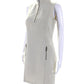 Michael Kors Womens Half Zipper Sleeveless Sheath Dress Beige Cotton