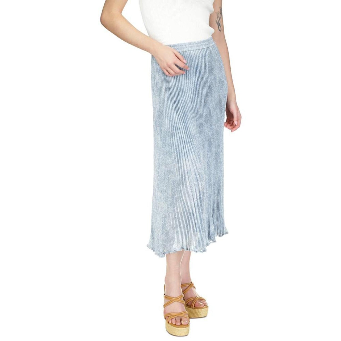 Women's Tonal-Print Pleated Midi Skirt