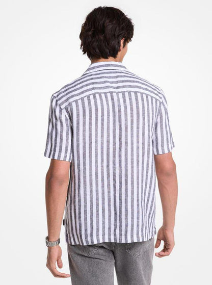 Linen and Cotton Blend Striped Shirt