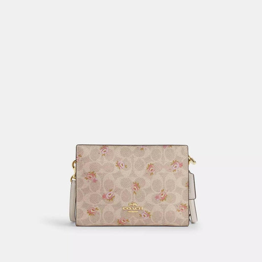 Slim Crossbody Bag In Signature Canvas With Floral Print